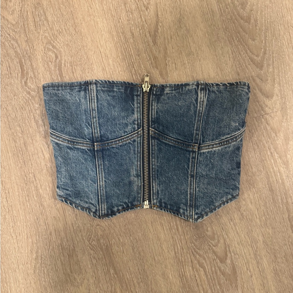 Reformation Denim Blue Corset Top